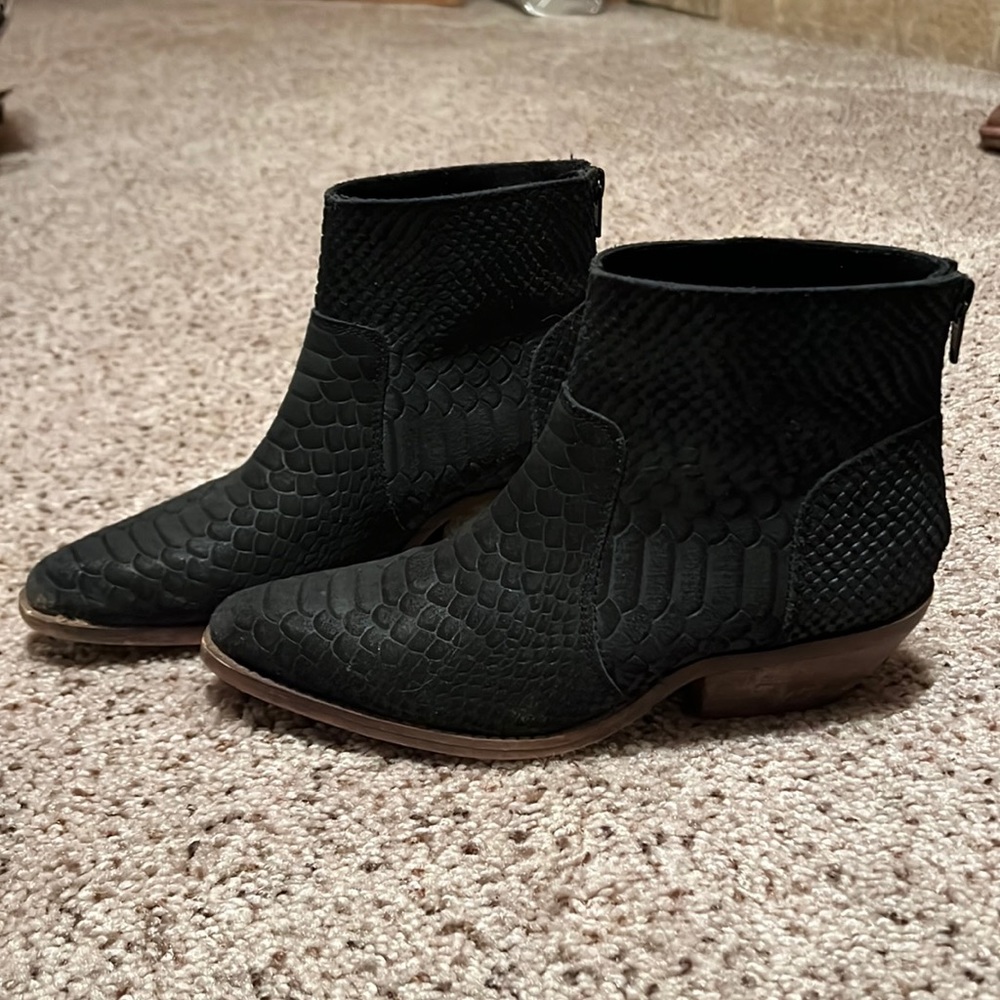 Diba Zora Leather Embossed Snake Print Ankle Boot